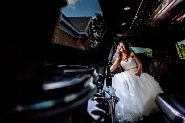 Bride in Limo at Marco's Restaurants & Events